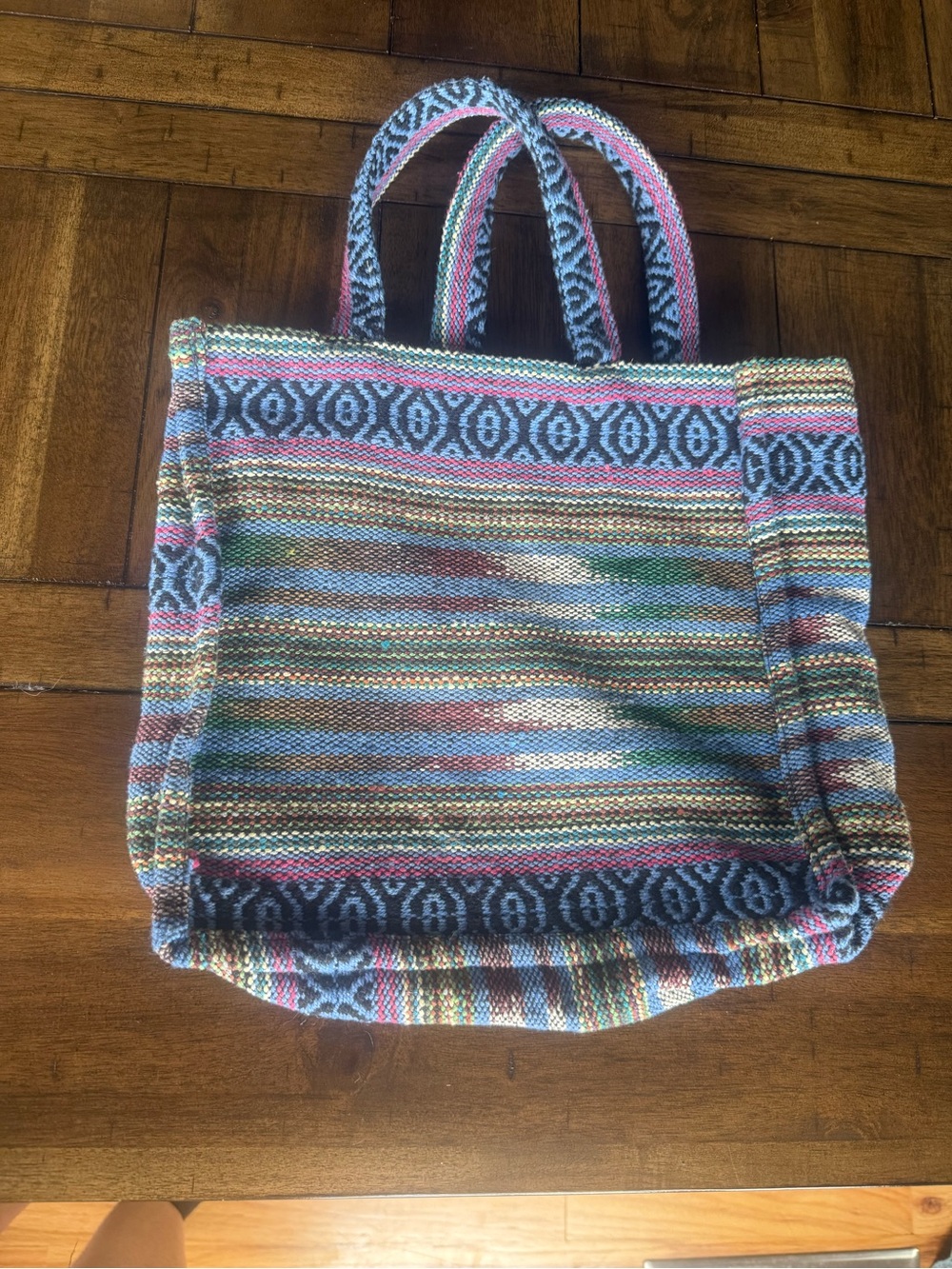 EARTHBOUND Multicolor Woven Hobo Bag with Blue Accents